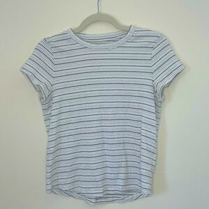 Madewell White and Black Striped Short Sleeve Tee